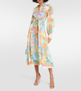 Printed linen midi dress | Camilla