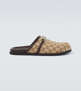 Slippers Horsebit in canvas GG | Gucci