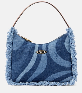 Borsa a spalla Marmo in denim con frange | Pucci