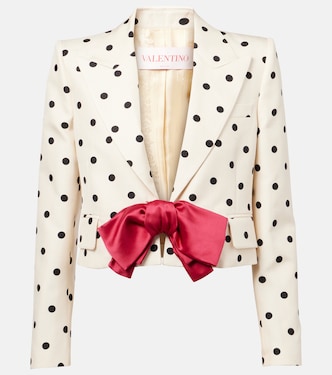 Polka-dot cropped silk shantung jacket | Valentino
