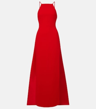 Ulla caped crêpe and satin gown  | Solace London