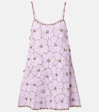 Embellished floral chiffon minidress | La DoubleJ