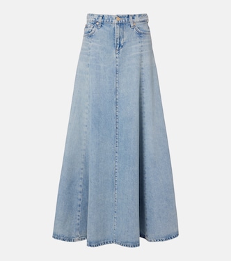 Drama high-rise cotton denim maxi skirt | 7 For All Mankind