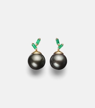 One Of A Kind 18kt gold earrings with emeralds and pearls | Suzanne Kalan