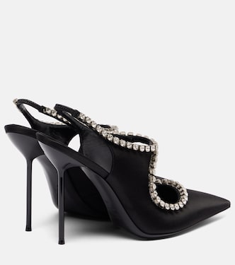 Slingback-Pumps Lidia 105 aus Satin mit Kristallen | Paris Texas