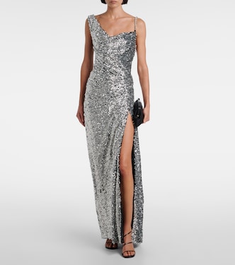 One-shoulder sequined gown | Area