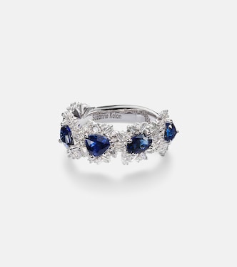 Anello in oro bianco 18kt con zaffiri e diamanti | Suzanne Kalan