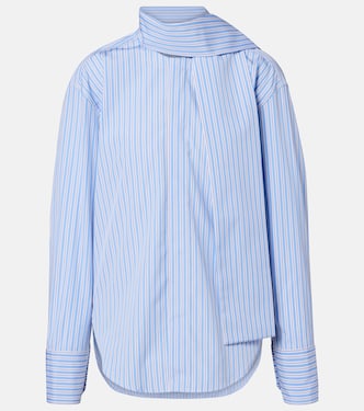 Scarf-detail striped cotton shirt | Plan C