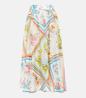Gonna midi Halcyon in seta con stampa | Zimmermann