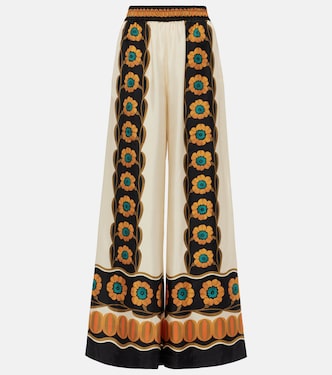 Printed silk twill palazzo pants | La DoubleJ