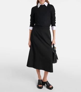 Asymmetric virgin wool midi skirt | Jil Sander