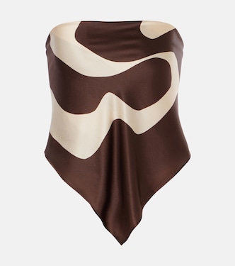 Printed silk satin bandeau top | SIR
