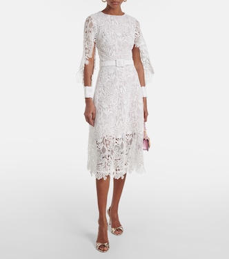 Abito midi in pizzo floreale | Oscar de la Renta