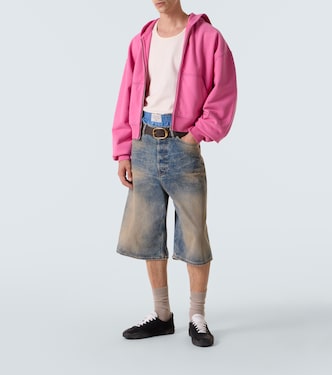 Embroidered cotton fleece zip-up hoodie | Acne Studios