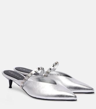 Embellished metallic leather mules | McQueen