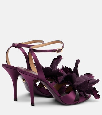 Ghilly 95 floral-appliqué satin sandals  | Ferragamo