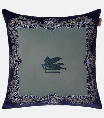 Kiri embroidered cotton velvet cushion | Etro