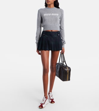 Logo cropped wool and cashmere sweater | Miu Miu