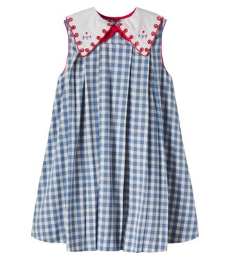 Darby gingham pleated cotton dress | Pepa London