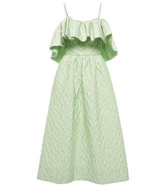 Off-shoulder matelassé midi dress | Monique Lhuillier