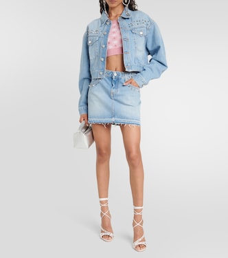 Mini-jupe en jean à ornements | Alessandra Rich