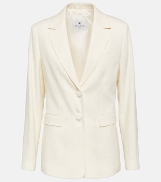 【関税&送料込】Etro White Jacquard Jacket With Crossover De Floral cotton and wool jacquard blazer in white - Etro