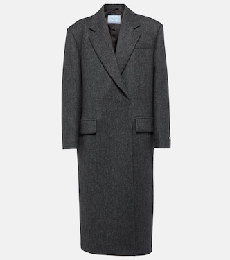 Double-breasted virgin wool coat | Prada