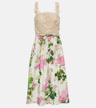 Floral guipure lace midi dress | Oscar de la Renta