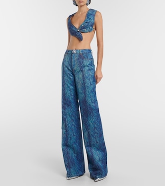 Embellished fur-print flared jeans | Area