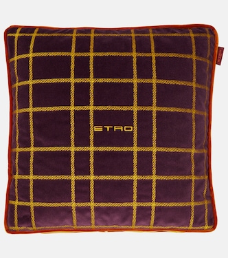 Embroidered cotton and velvet cushion | Etro