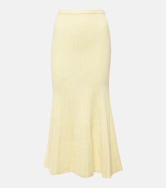 Ribbed-knit flared midi skirt | Self-Portrait