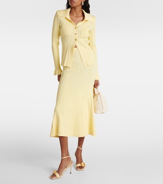 Ribbed-knit flared midi skirt | Self-Portrait