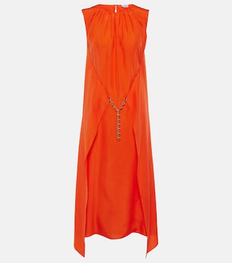 Chain-detail silk midi dress | Loewe