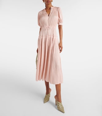 Astrid plissé satin midi dress | Ulla Johnson