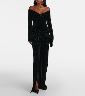Off-Shoulder-Robe aus Samt | Alessandra Rich