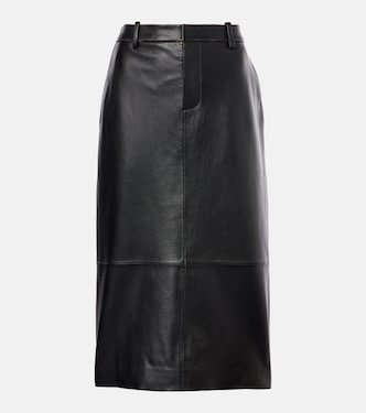 Mid-rise leather pencil skirt | Vince