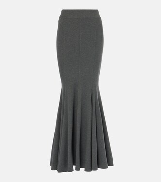 High-rise cotton-blend maxi skirt | Norma Kamali