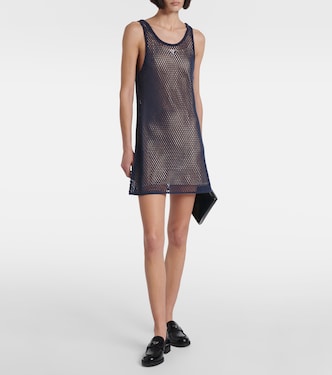Abito corto in mesh di cotone | Prada