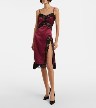 Vestido midi de mezcla de algodón y seda | Dolce&Gabbana