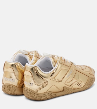 Galaxia metallic leather sneakers | Versace