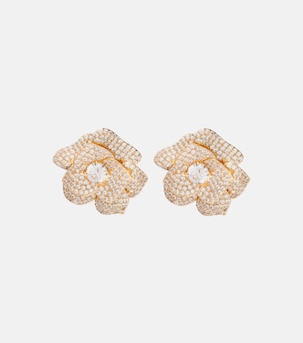 Crystal-embellished flower earrings | Self-Portrait