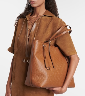 Emblem GG leather tote bag | Gucci