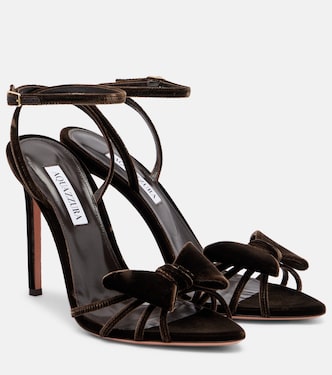 Black Tie 105 bow-detail velvet sandals | Aquazzura