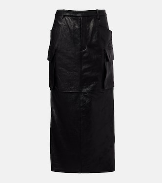 Jupe midi Firbanks en cuir | Rick Owens