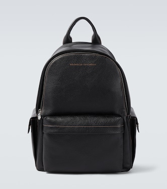 Logo leather backpack | Brunello Cucinelli