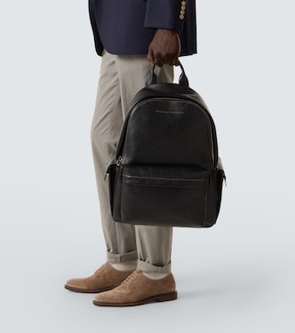 Logo leather backpack | Brunello Cucinelli