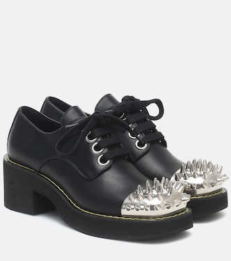 Embellished leather Derby shoes | Miu Miu
