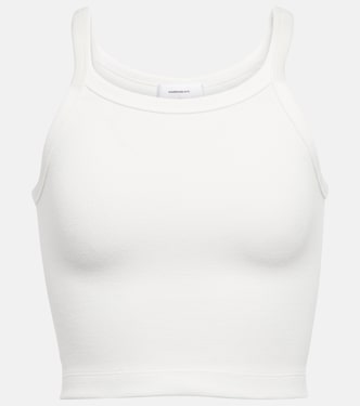 x Hailey Bieber HB cropped cotton-blend tank top | Wardrobe.NYC