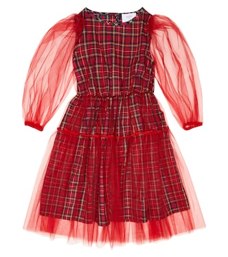 Tulle-trimmed checked cotton dress | Paade Mode