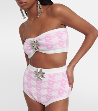 Houndstooth wool-blend bandeau top | Area